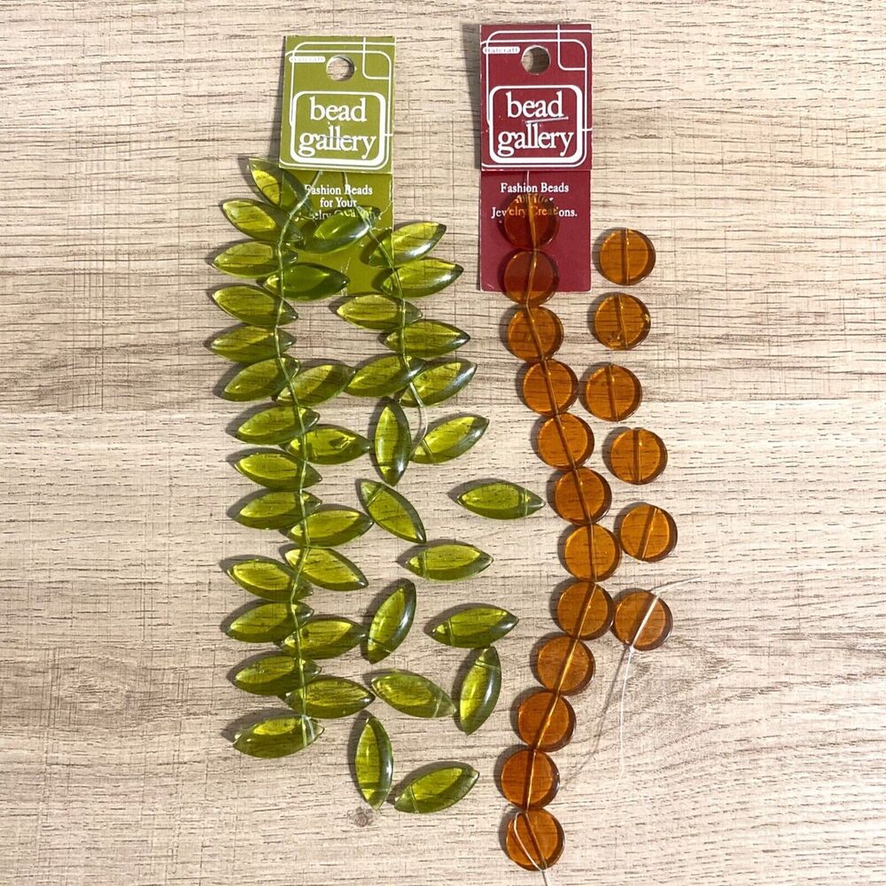 Bead Gallery Amber Color Glass Round Peridot Color Oval Beads Jewelry Craft Lot